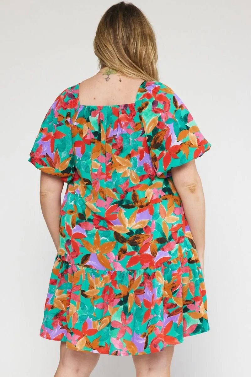 Square Neck Floral Dress