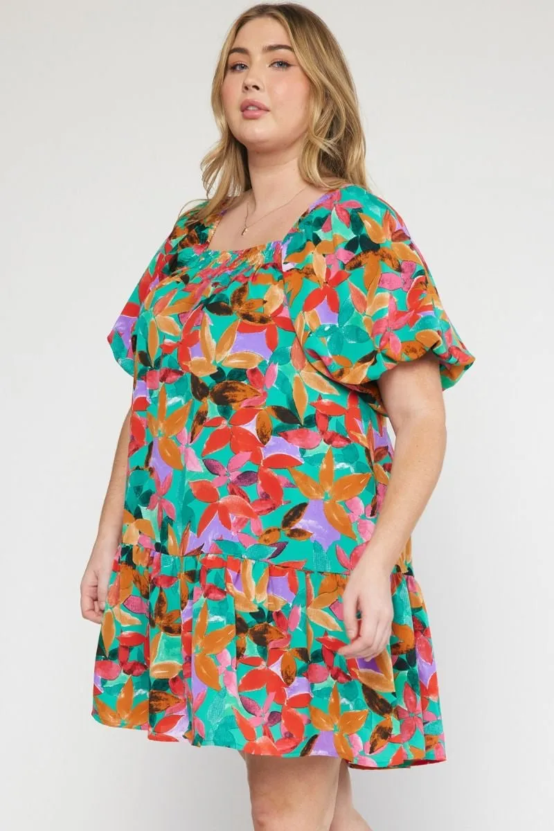 Square Neck Floral Dress