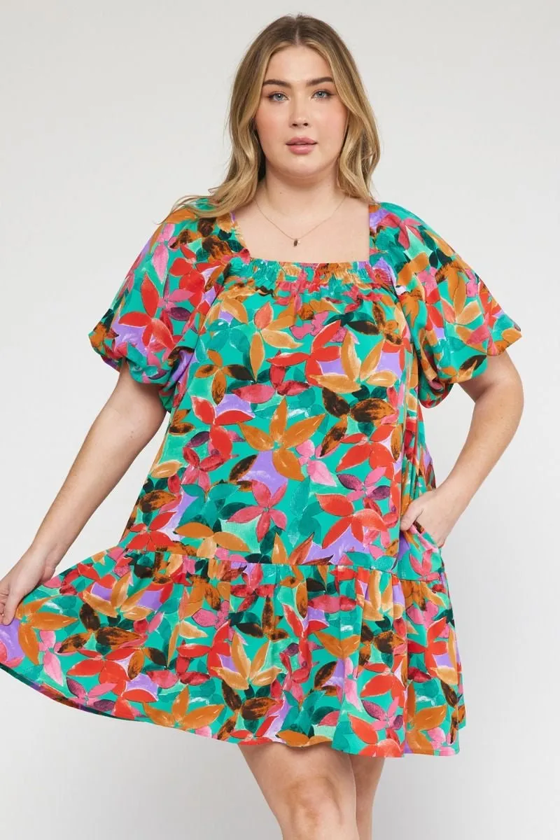 Square Neck Floral Dress