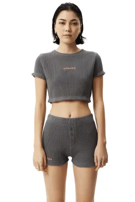 Steel Ari Recycled Waffle Cropped Tee