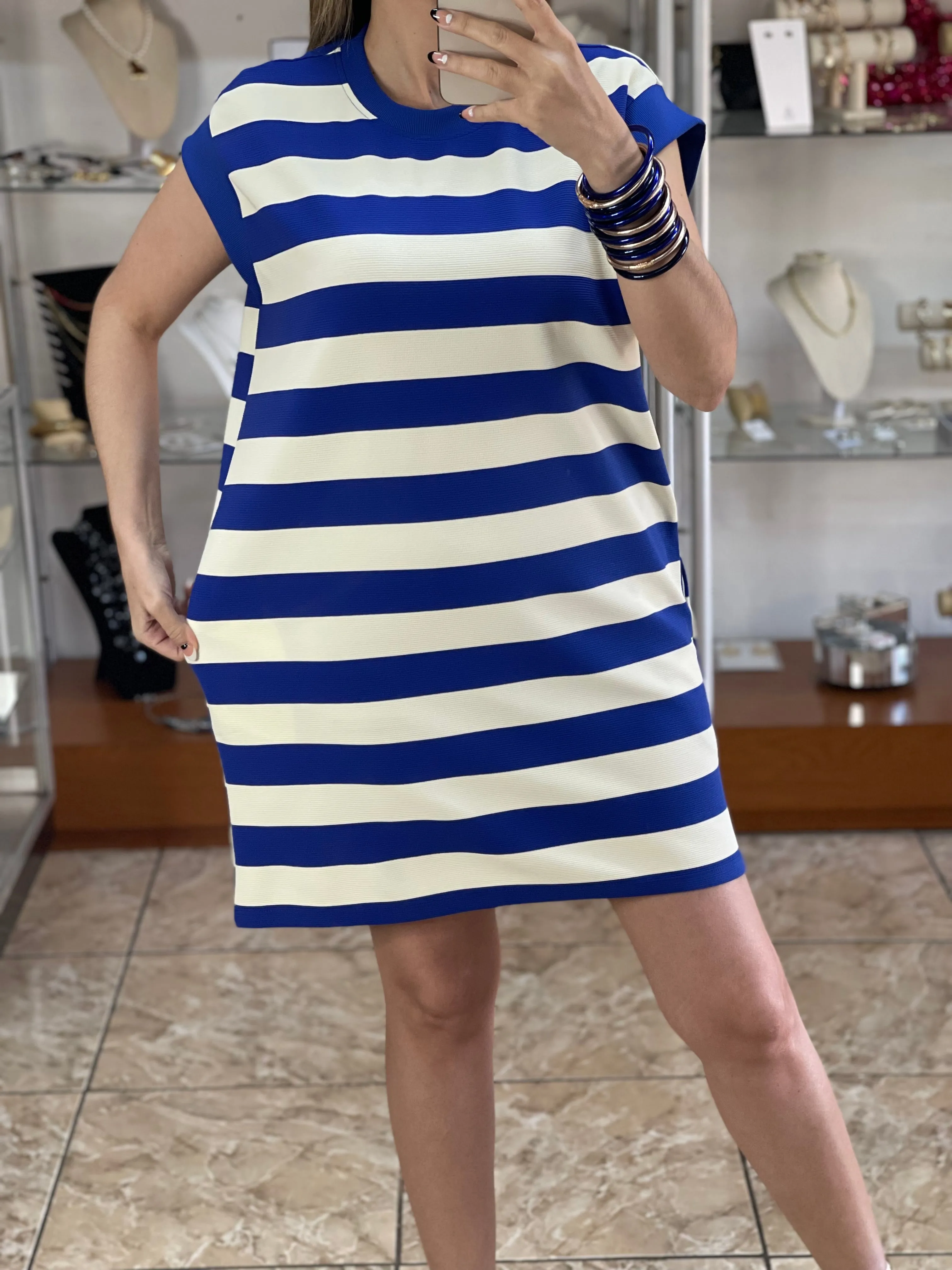 Stripes Sleeveless Mini Dress