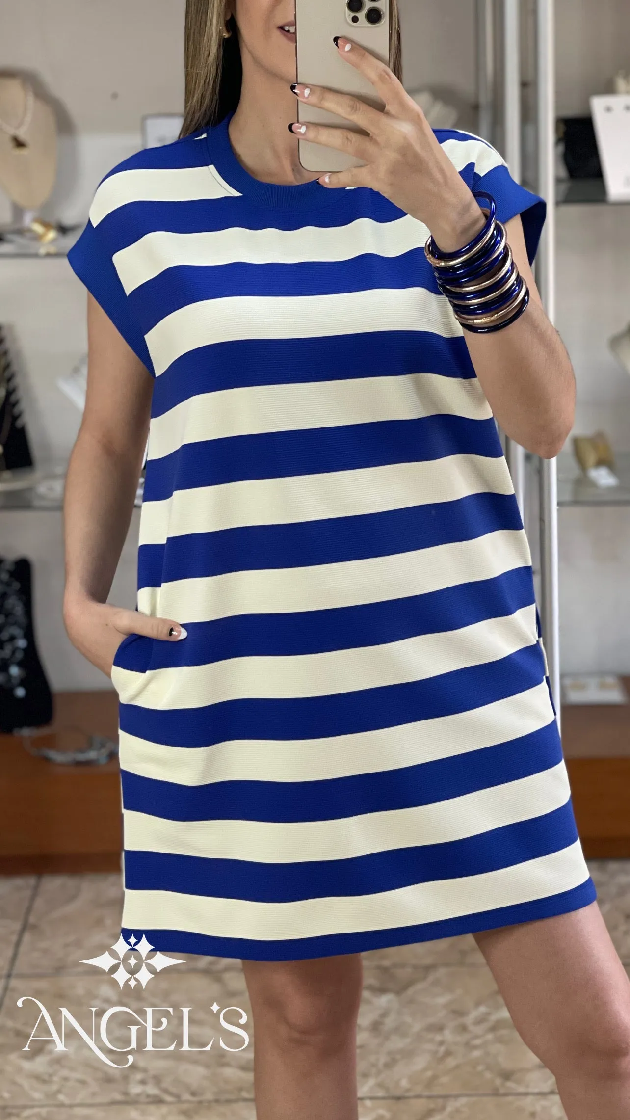 Stripes Sleeveless Mini Dress