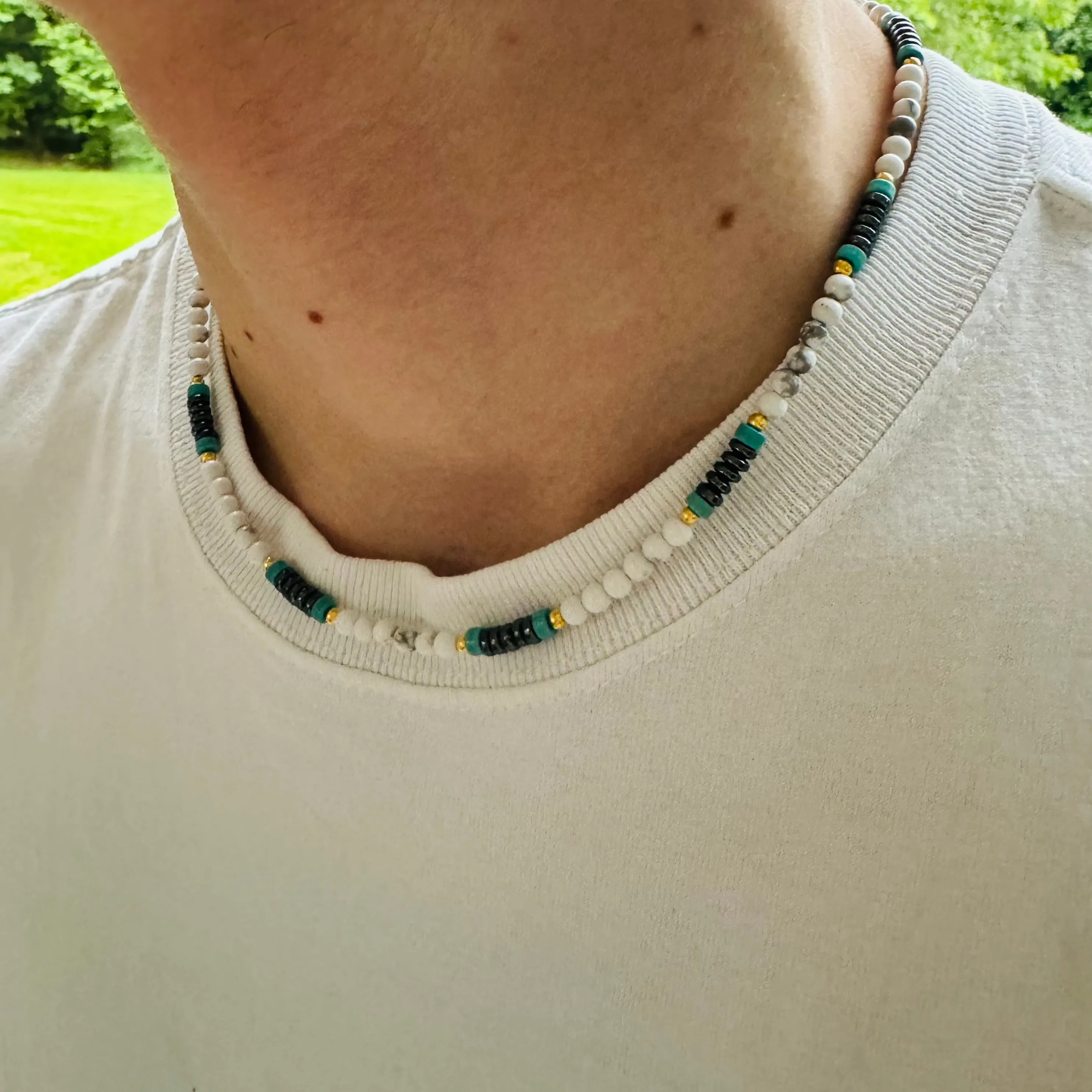 Summer Necklace - White/ Turquoise