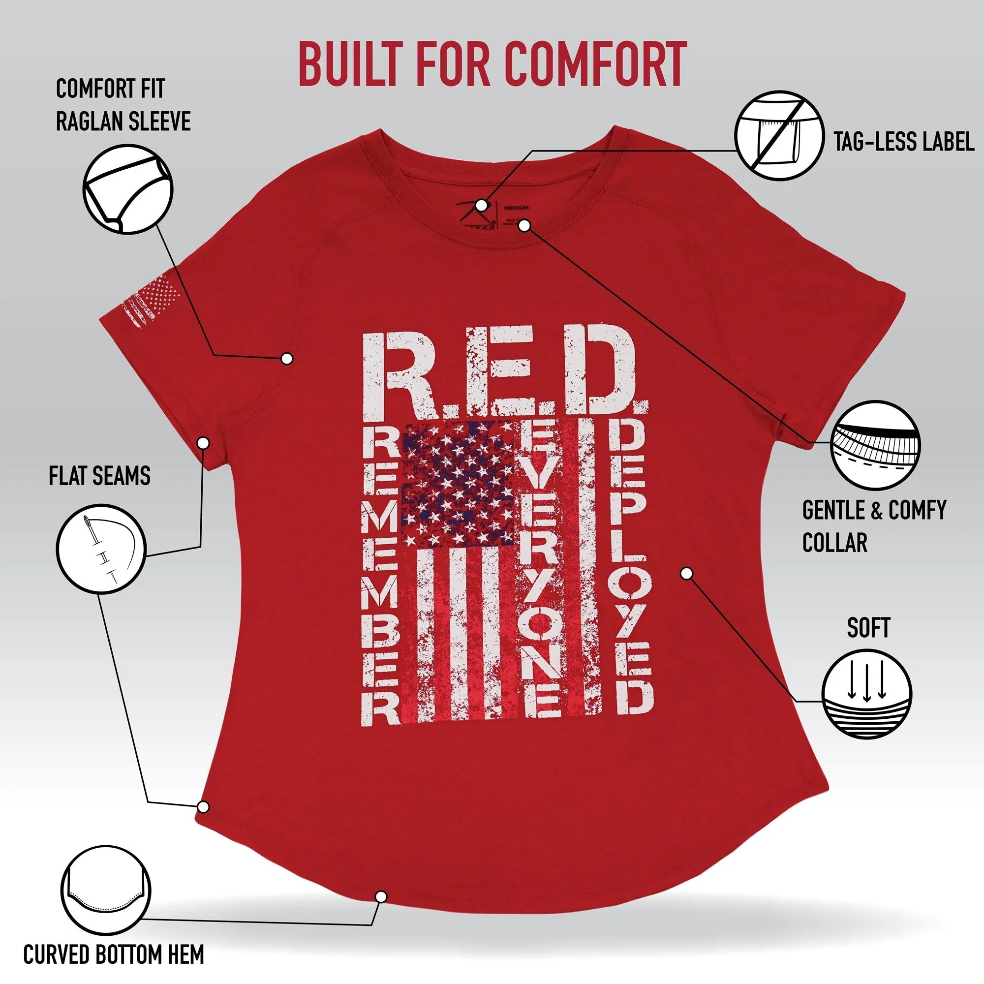 T-Shirt: Womens R.E.D. (Remember Everyone Deployed)