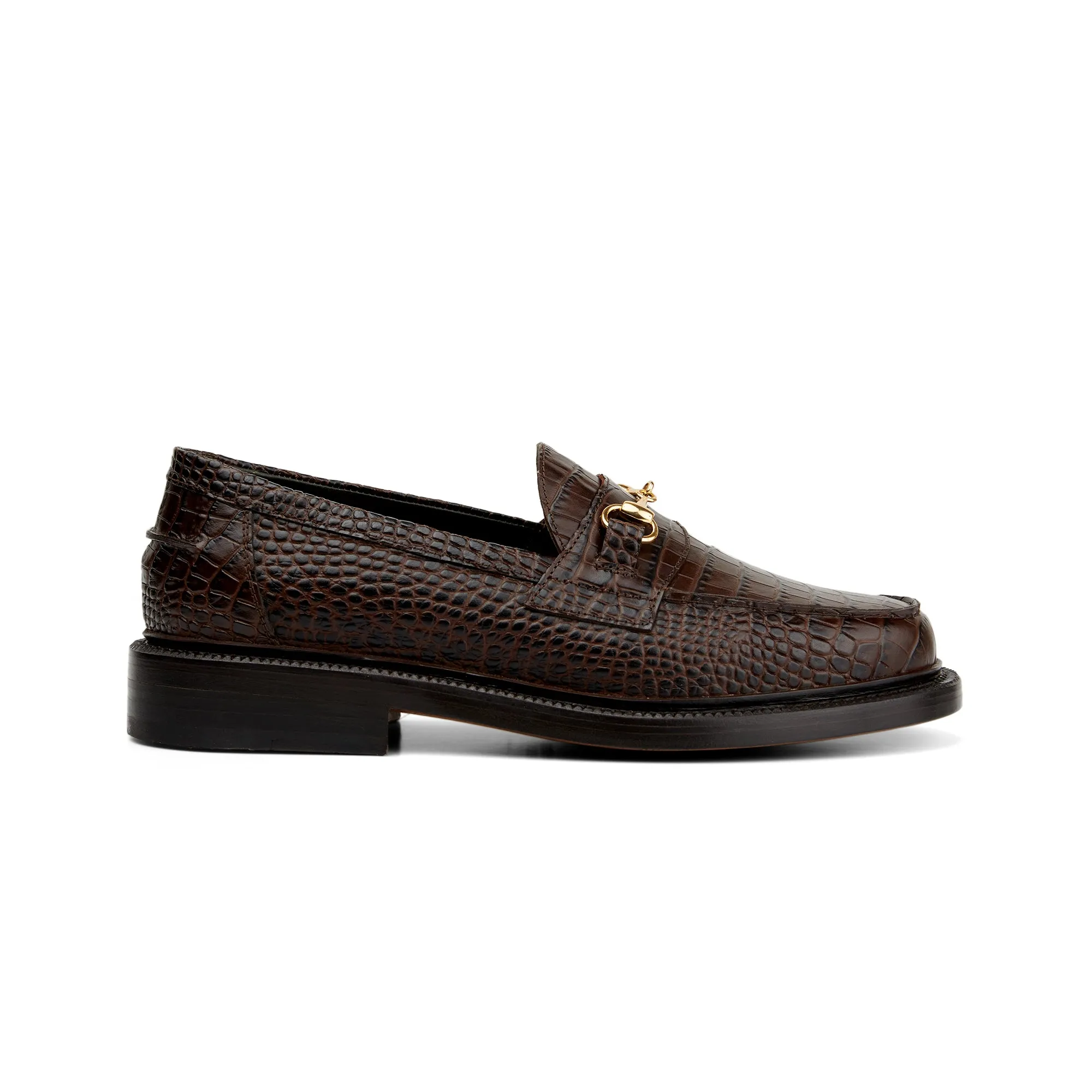 The Mason Horse Bit Loafer, Walnut Croc