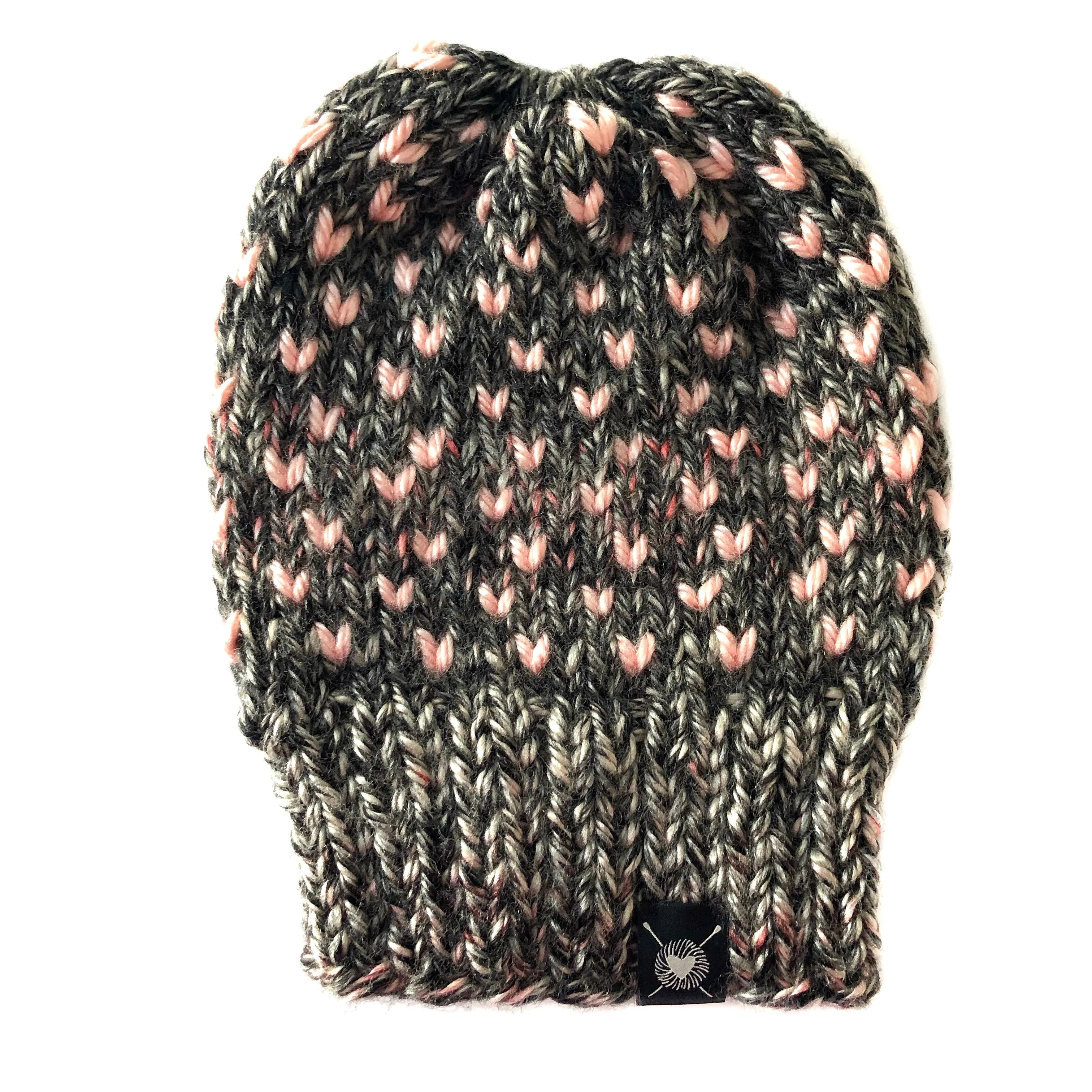 Tiny Hearts Slouchy Beanie in Blushing(wool free)