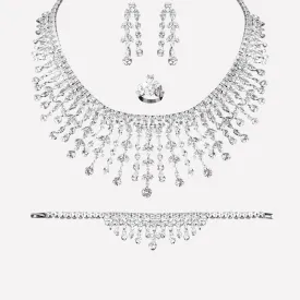 Ultra Chic Formal Jewel-Studded Necklace, Earring, Bracelet & Ring Sets