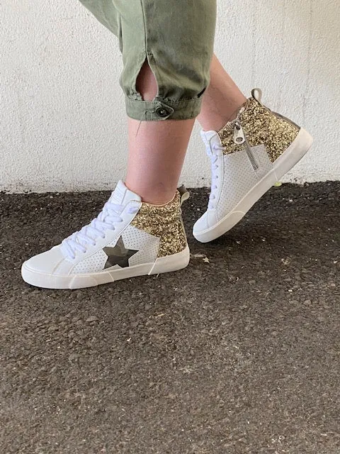 Vintage Havana Lester Gold Glitter High Top Sneakers