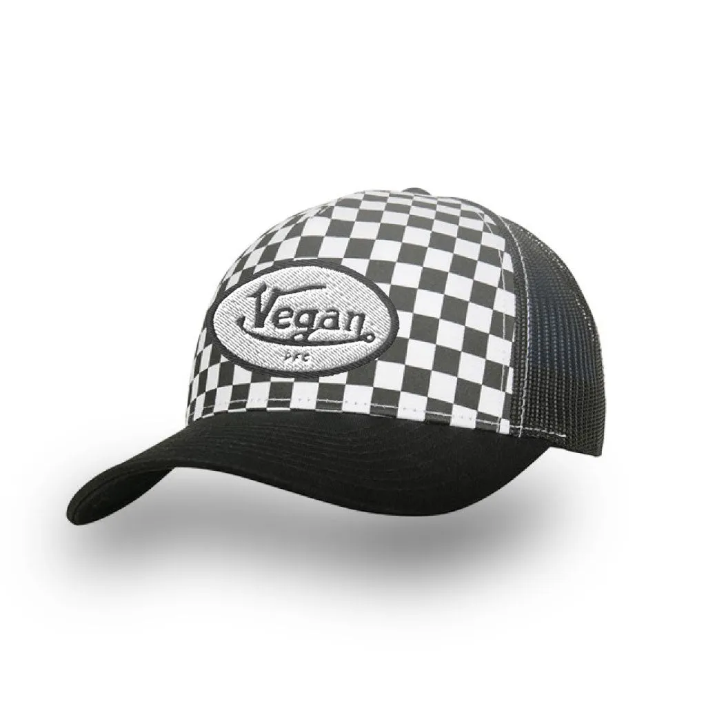 Von Vegan Trucker Hat - Checkerboard Black