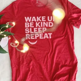 Wake Up Be Kind Unisex T-Shirt - Red (Smile Logo)