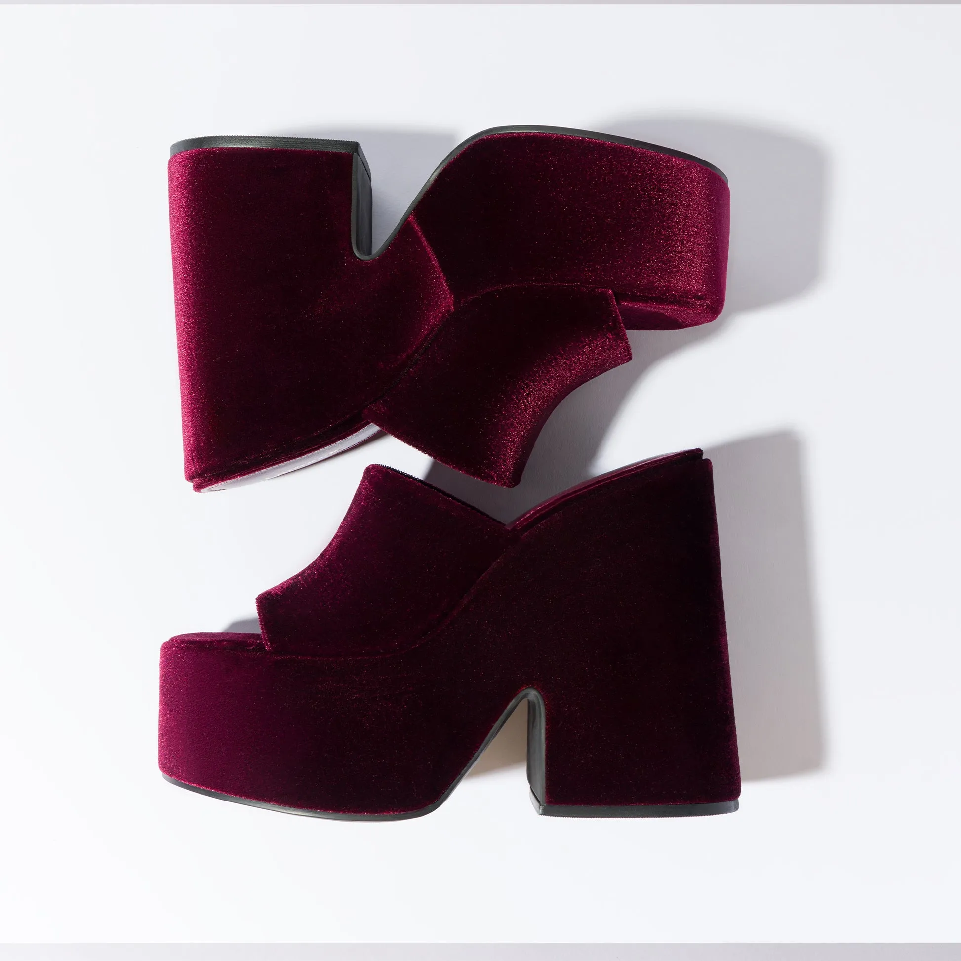 Wanda Platform Mule In Merlot Velvet